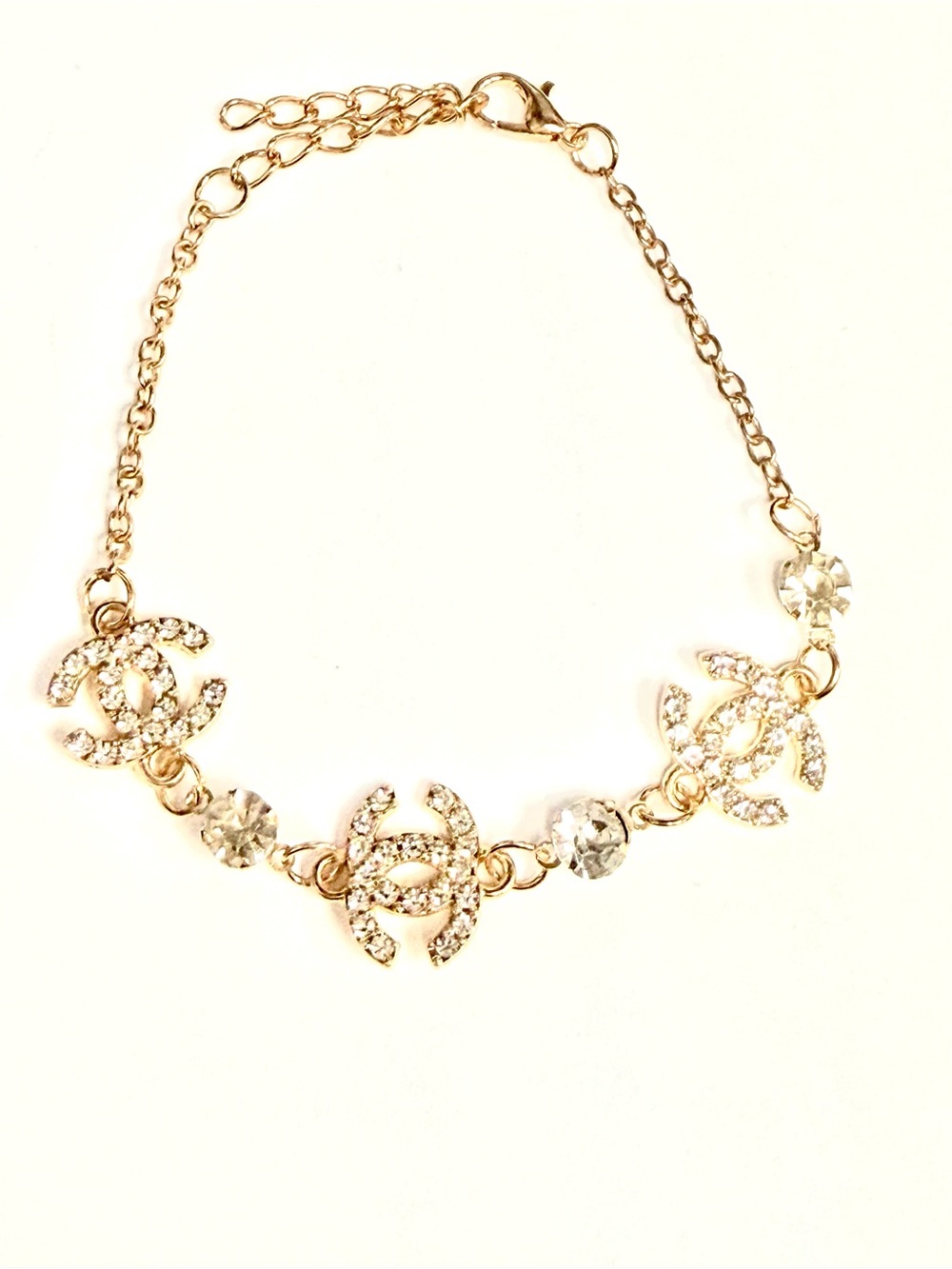 Gold Crystal Logo-Link Bracelet
